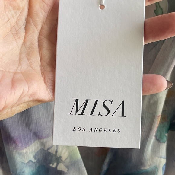 NWT MISA Los Angeles Bina Sheer Top Abstract Pastel Watercolor Size S - Picture 5 of 7